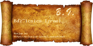 Bölcsics Izrael névjegykártya